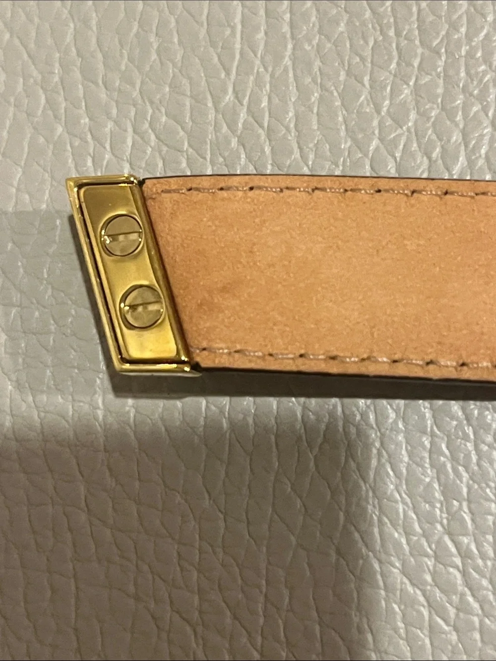 Louis Vuitton Monogram Leather Skinny Belt GoldTone Hardware LB 0093 90|36 Spain